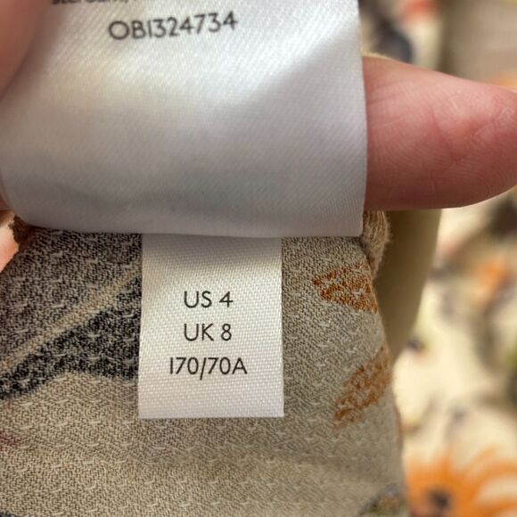 Anthropologie Smocked Balloon-Leg Pants Women's 4 Tan Floral Boho Jogger Harem - Picture 9 of 12